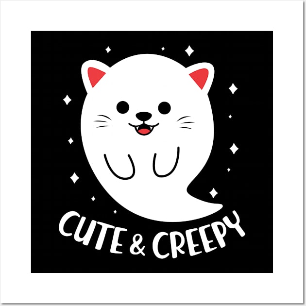 Funny Cute & Creepy Cat Ghost Halloween Wall Art by HCMGift